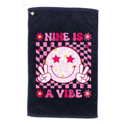 Nine Is A Vibe Birthday Groovy 9 Year Old Girl 9th Birthday Golf Towel