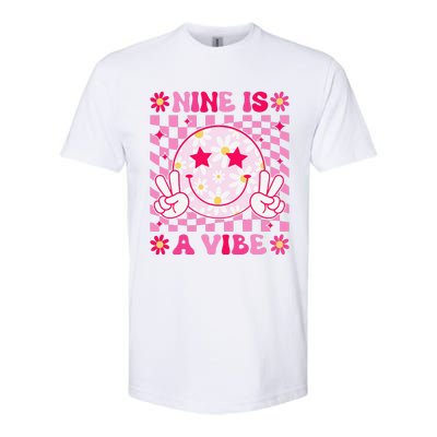 Nine Is A Vibe Birthday Groovy 9 Year Old Girl 9th Birthday Softstyle® CVC T-Shirt