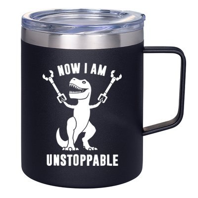 Now I Am Unstoppable Funny T Rex 12oz Stainless Steel Coffee Mug