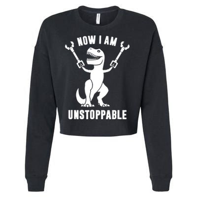 Now I Am Unstoppable Funny T Rex Cropped Pullover Crew