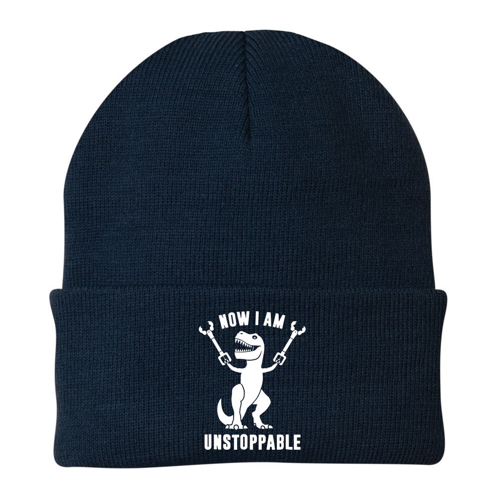 Now I Am Unstoppable Funny T Rex Beanie