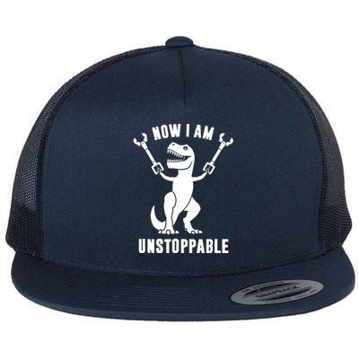 Now I Am Unstoppable Funny T Rex Flat Bill Trucker Hat