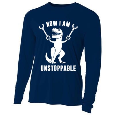 Now I Am Unstoppable Funny T Rex Cooling Performance Long Sleeve Crew