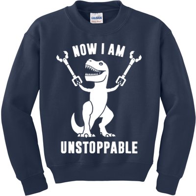 Now I Am Unstoppable Funny T Rex Kids Sweatshirt