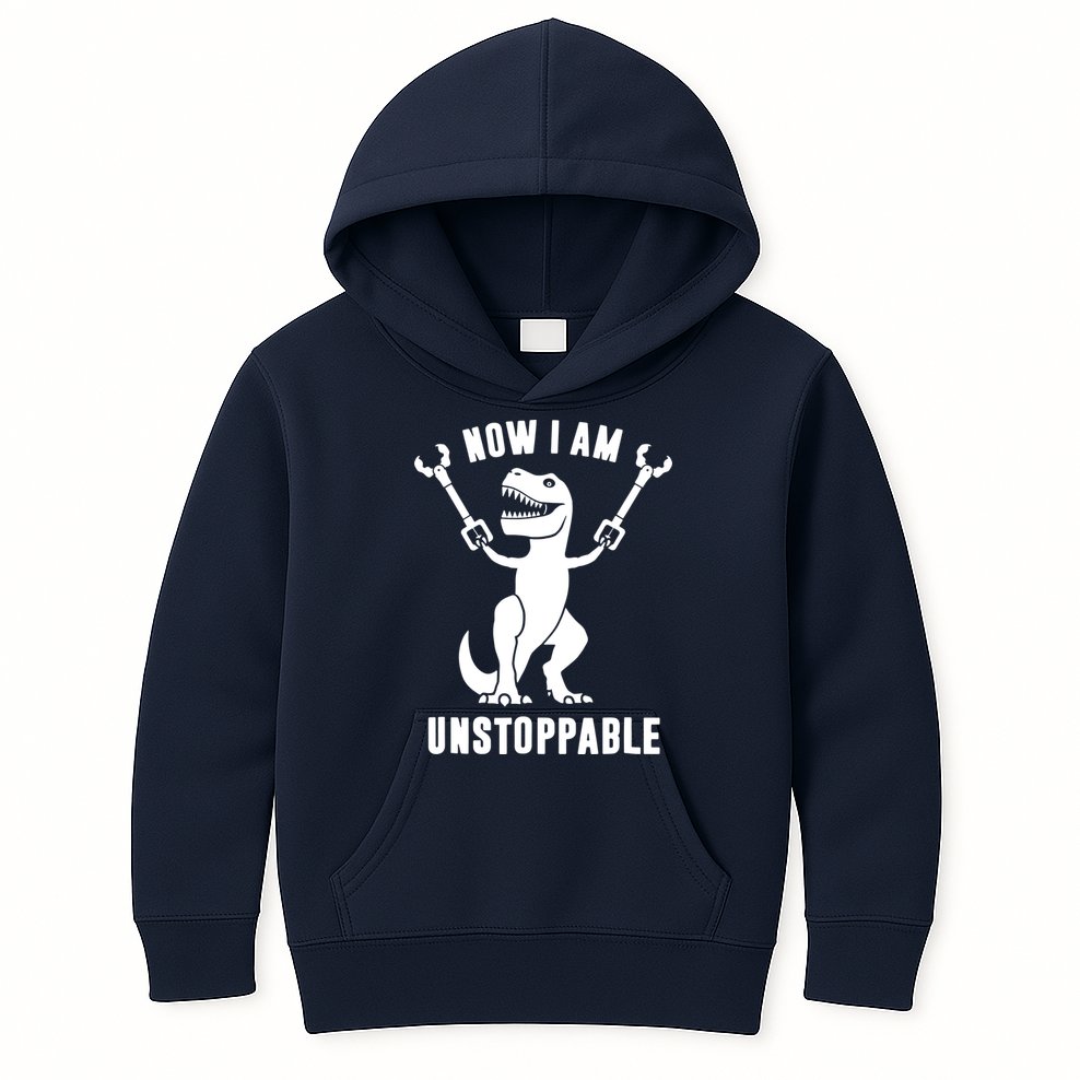 Now I Am Unstoppable Funny T Rex Kids Hoodie