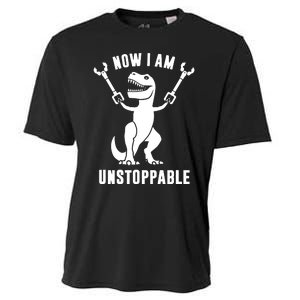 Now I Am Unstoppable Funny TRex Cooling Performance Crew T-Shirt