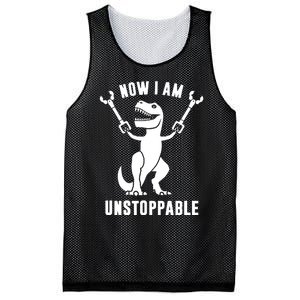 Now I Am Unstoppable Funny TRex Mesh Reversible Basketball Jersey Tank