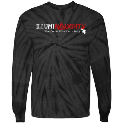 Naughty Illuminati All Seeing Eye Pyramid Conspiracy Tie-Dye Long Sleeve Shirt