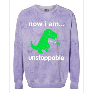 Now I Am Unstoppable Trex Funny Grabber Dinosaur Claws Gift Colorblast Crewneck Sweatshirt