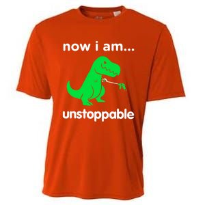 Now I Am Unstoppable Trex Funny Grabber Dinosaur Claws Gift Cooling Performance Crew T-Shirt