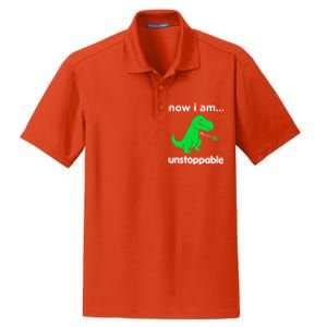 Now I Am Unstoppable Trex Funny Grabber Dinosaur Claws Gift Dry Zone Grid Polo