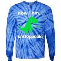 Now I Am Unstoppable Trex Funny Grabber Dinosaur Claws Gift Tie-Dye Long Sleeve Shirt