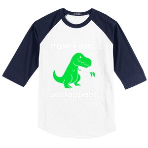 Now I Am Unstoppable Trex Funny Grabber Dinosaur Claws Gift Baseball Sleeve Shirt