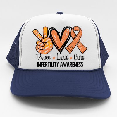 National Infertility Awareness Week Peace Love Cure Gift Trucker Hat