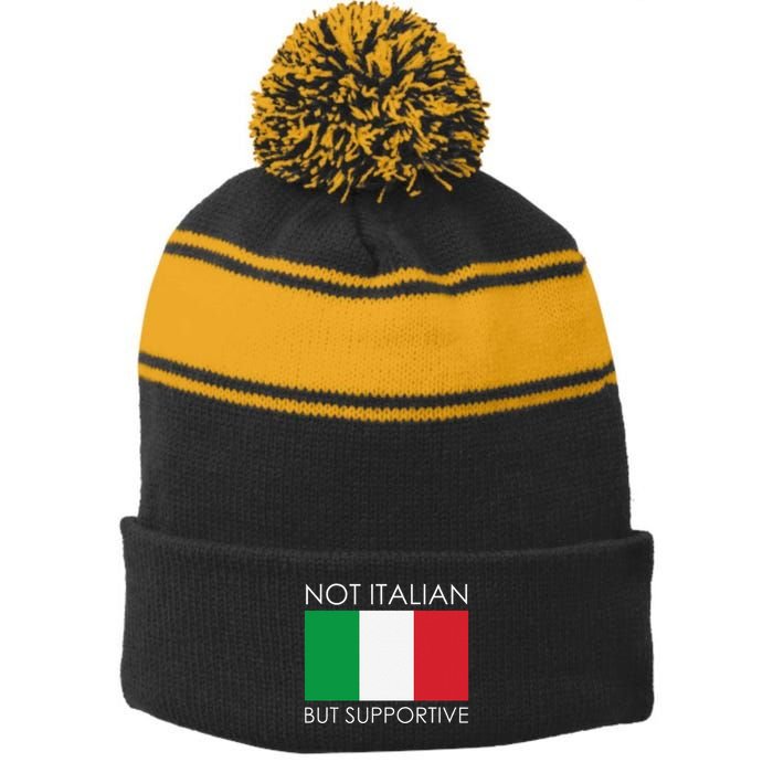Not Italian But Supportive Stripe Pom Pom Beanie