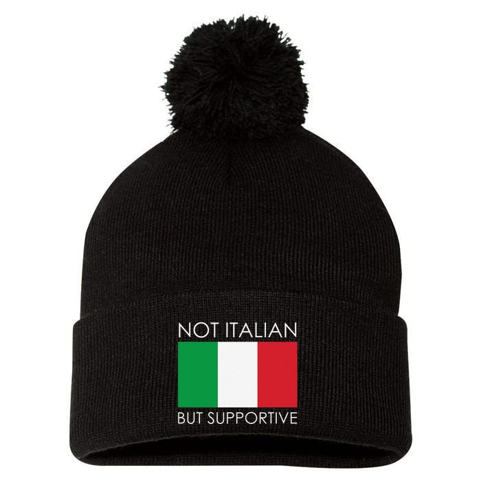 Not Italian But Supportive Pom Pom 12in Knit Beanie