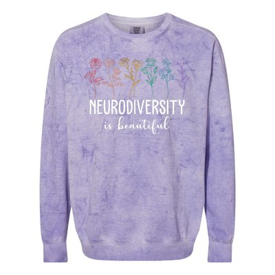 Neurodiversity Is Beautiful Colorful Flowers Colorblast Crewneck Sweatshirt