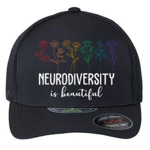 Neurodiversity Is Beautiful Colorful Flowers Flexfit Unipanel Trucker Cap