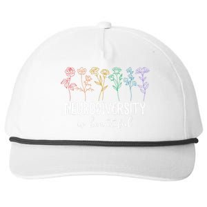 Neurodiversity Is Beautiful Colorful Flowers Snapback Five-Panel Rope Hat