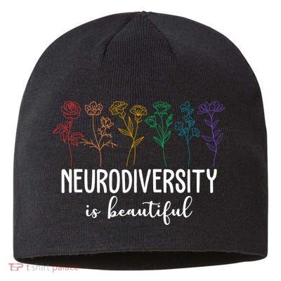 Neurodiversity Is Beautiful Colorful Flowers Sustainable Beanie