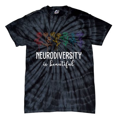 Neurodiversity Is Beautiful Colorful Flowers Tie-Dye T-Shirt