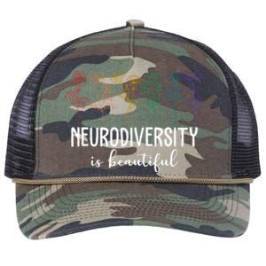 Neurodiversity Is Beautiful Colorful Flowers Retro Rope Trucker Hat Cap