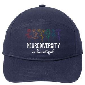 Neurodiversity Is Beautiful Colorful Flowers 7-Panel Snapback Hat