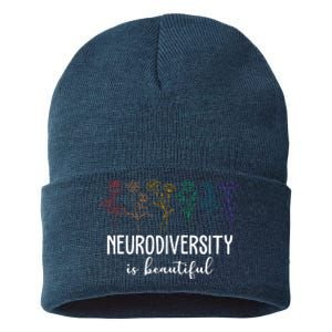 Neurodiversity Is Beautiful Colorful Flowers Sustainable Knit Beanie