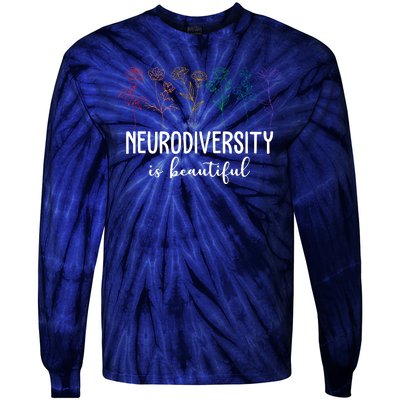 Neurodiversity Is Beautiful Colorful Flowers Tie-Dye Long Sleeve Shirt