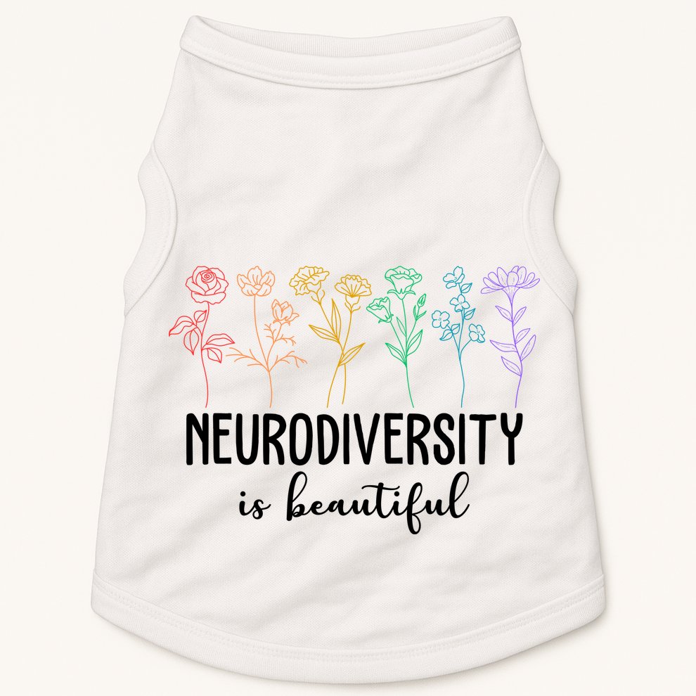 Neurodiversity Is Beautiful Colorful Flowers Doggie Tank