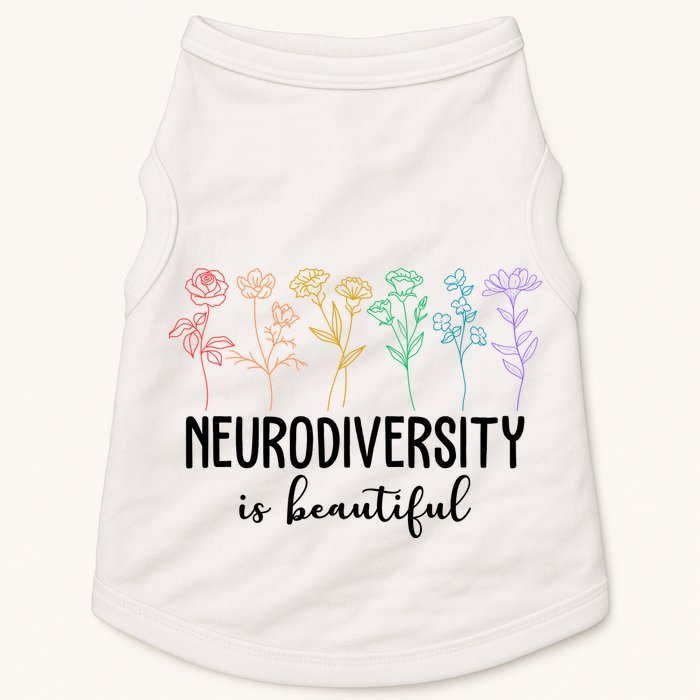 Neurodiversity Is Beautiful Colorful Flowers Doggie Tank