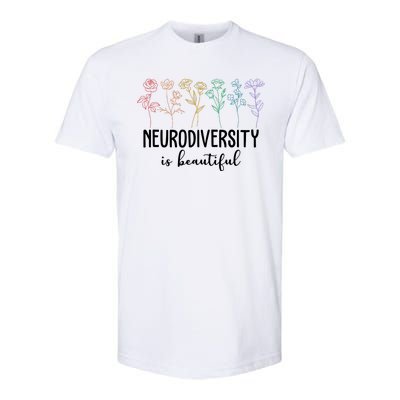 Neurodiversity Is Beautiful Colorful Flowers Softstyle CVC T-Shirt