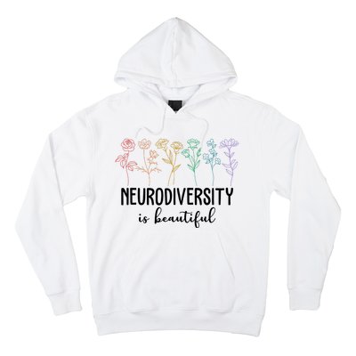 Neurodiversity Is Beautiful Colorful Flowers Hoodie