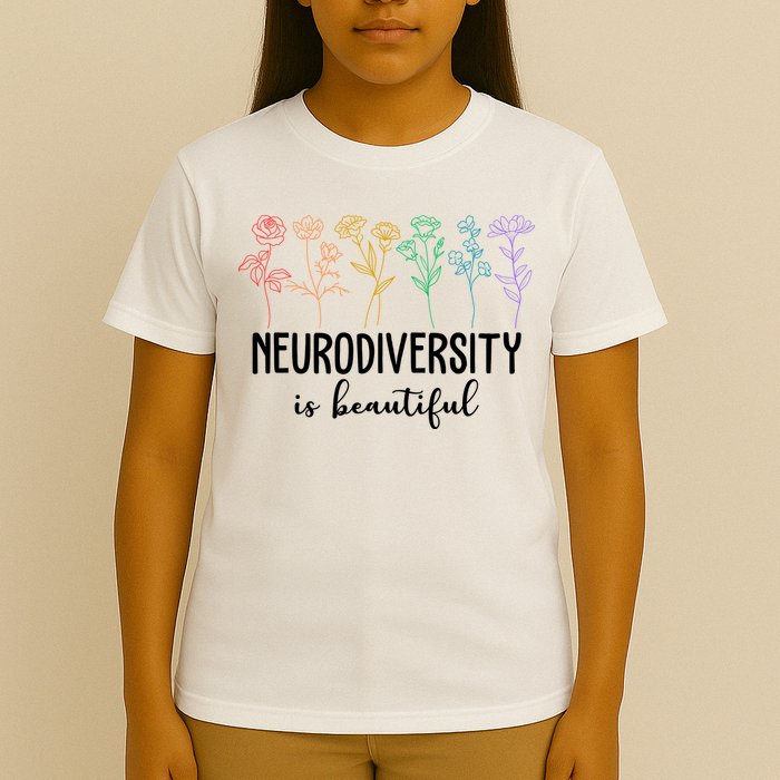 Neurodiversity Is Beautiful Colorful Flowers T-Shirt