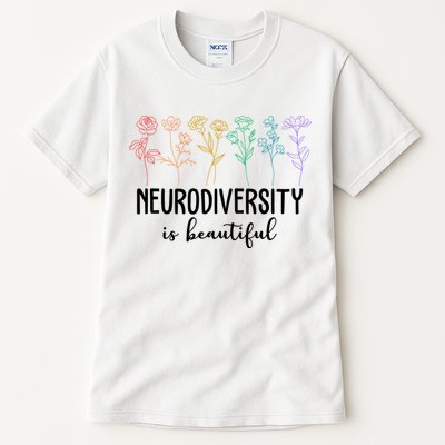 Neurodiversity Is Beautiful Colorful Flowers Tall T-Shirt