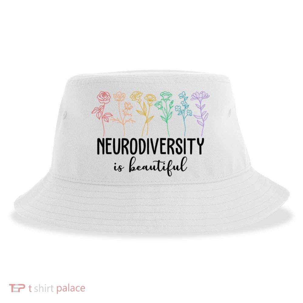 Neurodiversity Is Beautiful Colorful Flowers Sustainable Bucket Hat