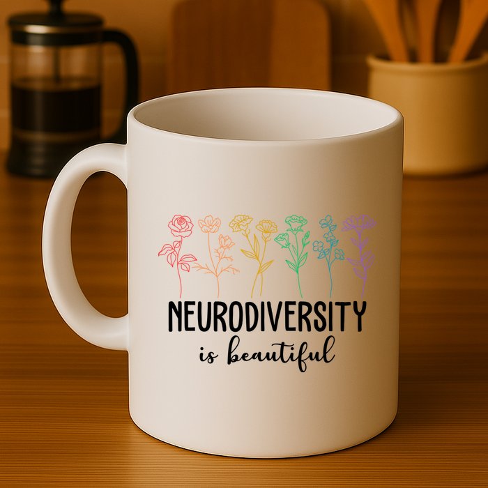 Neurodiversity Is Beautiful Colorful Flowers Mug