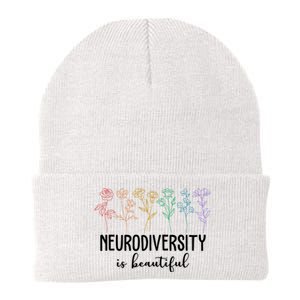 Neurodiversity Is Beautiful Colorful Flowers Knit Cap Winter Beanie