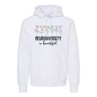 Neurodiversity Is Beautiful Colorful Flowers Premium Hoodie