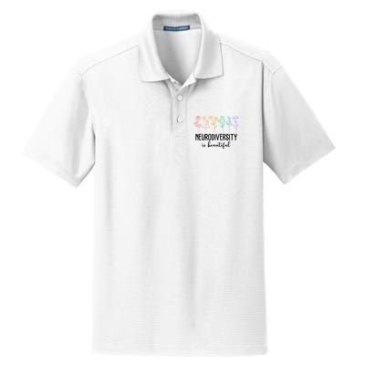 Neurodiversity Is Beautiful Colorful Flowers Dry Zone Grid Polo