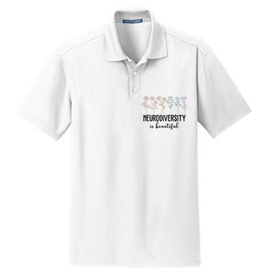 Neurodiversity Is Beautiful Colorful Flowers Dry Zone Grid Polo