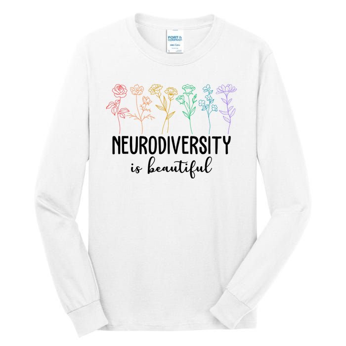 Neurodiversity Is Beautiful Colorful Flowers Tall Long Sleeve T-Shirt