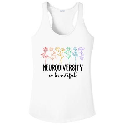 Neurodiversity Is Beautiful Colorful Flowers Ladies PosiCharge Competitor Racerback Tank