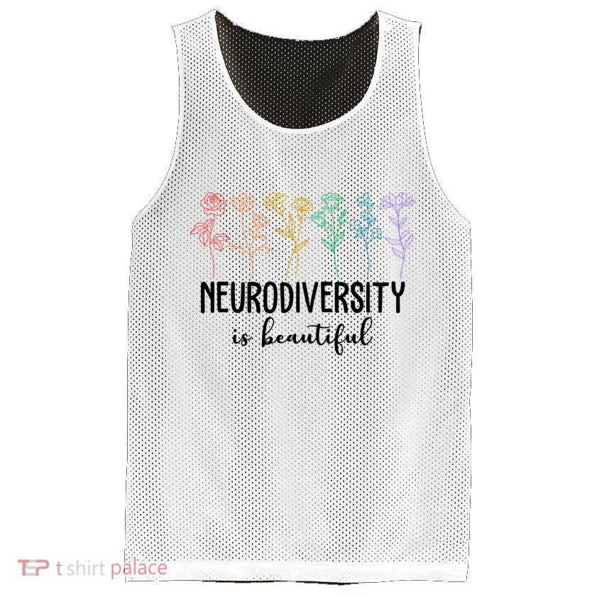 Neurodiversity Is Beautiful Colorful Flowers Mesh Reversible Basketball Jersey Tank