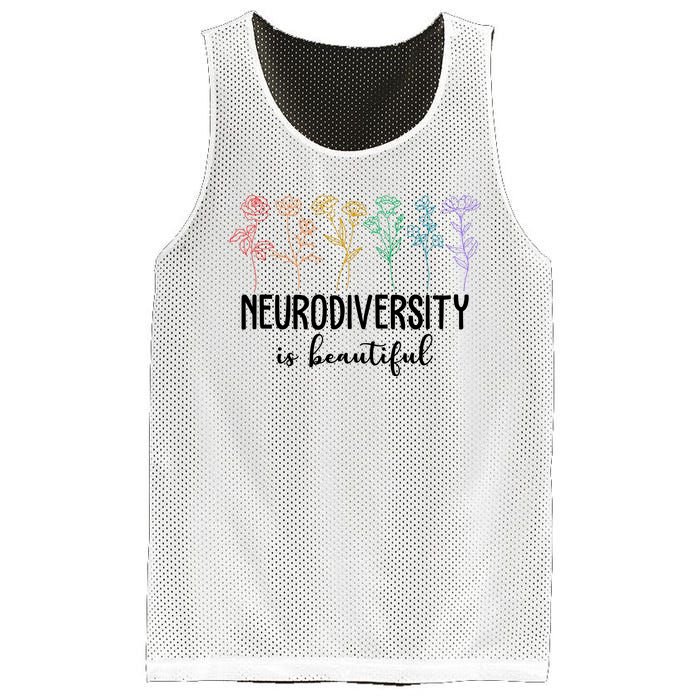 Neurodiversity Is Beautiful Colorful Flowers Mesh Reversible Basketball Jersey Tank