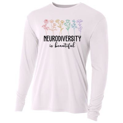 Neurodiversity Is Beautiful Colorful Flowers Cooling Performance Long Sleeve Crew