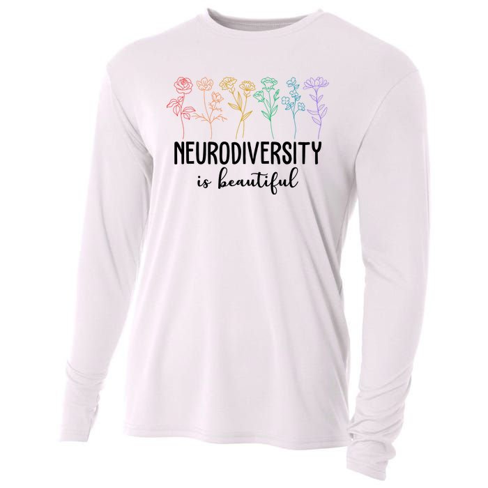 Neurodiversity Is Beautiful Colorful Flowers Cooling Performance Long Sleeve Crew