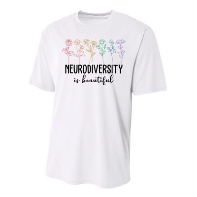 Neurodiversity Is Beautiful Colorful Flowers Performance Sprint T-Shirt