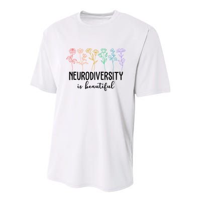 Neurodiversity Is Beautiful Colorful Flowers Youth Performance Sprint T-Shirt