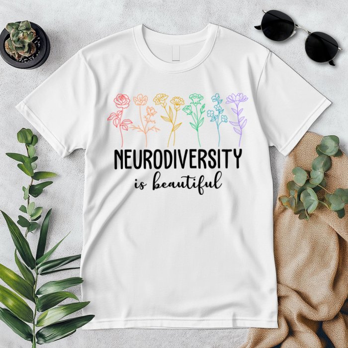 Neurodiversity Is Beautiful Colorful Flowers Premium T-Shirt